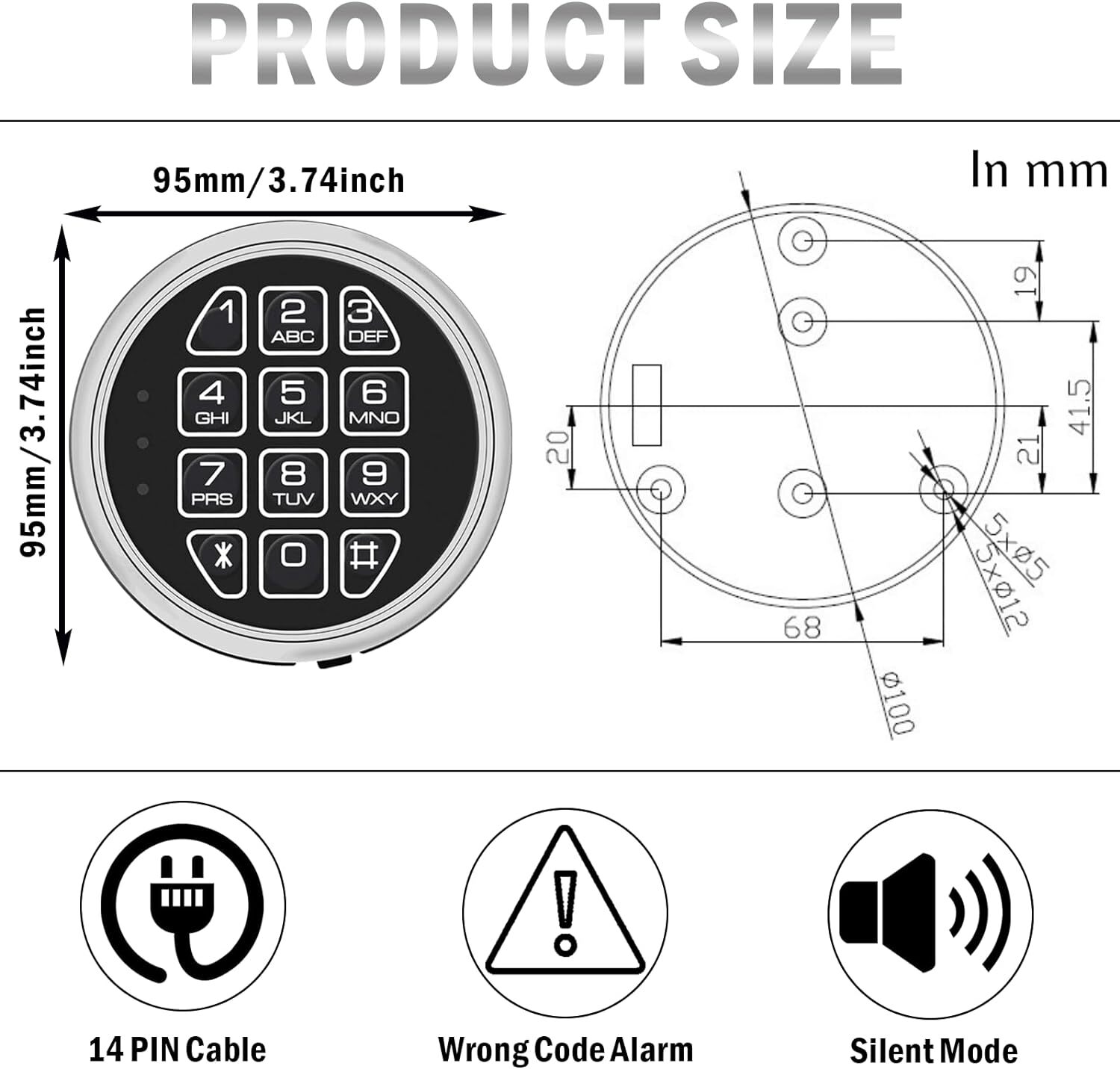 Stack on Gun Safe Lock Replacement With Mini Swing Bolt Fireproof Chrome Lock
