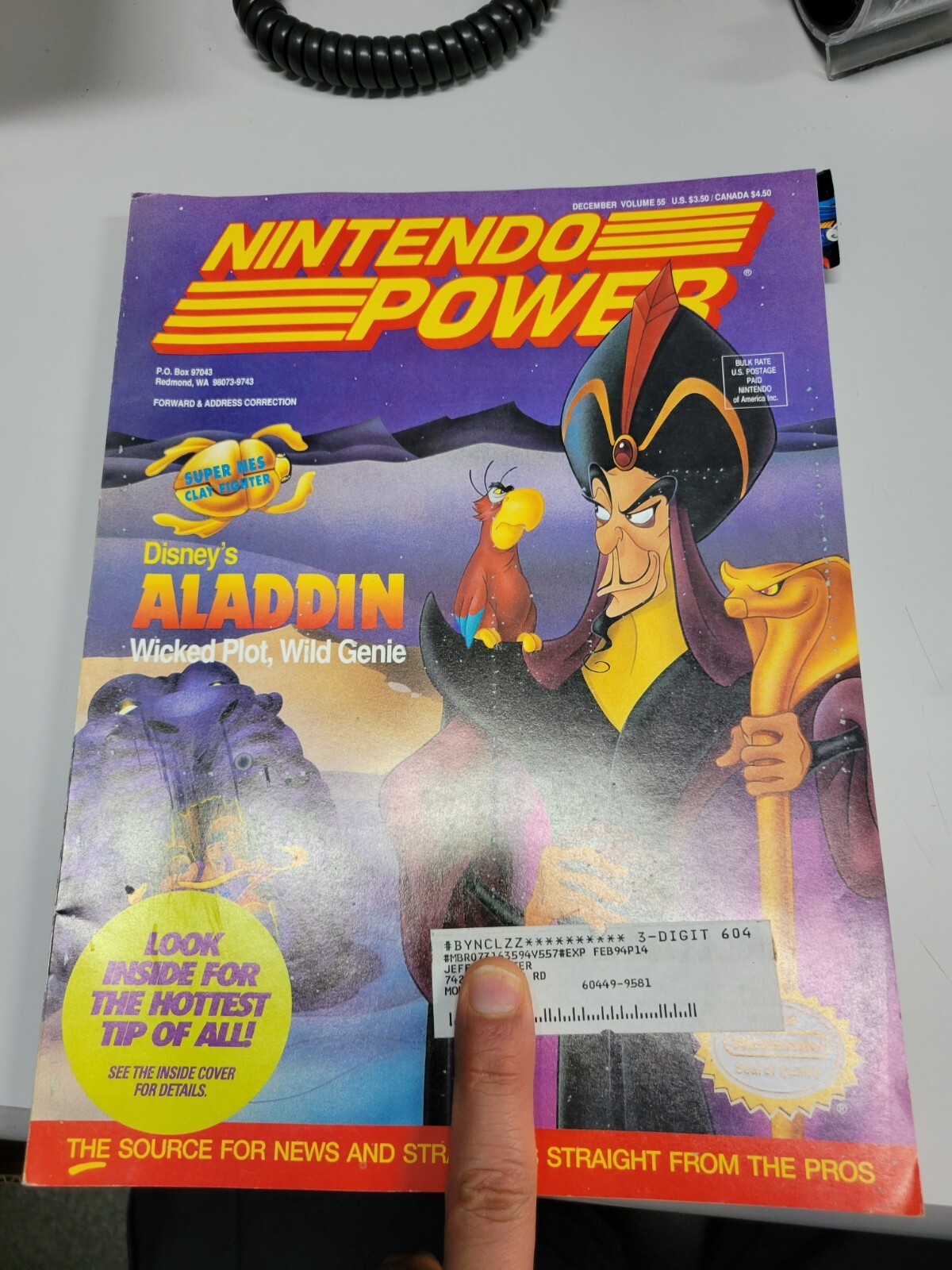 Nintendo Power Vol 55 - Dec 1993 DISNEY’S ALADDIN w/Poster/Cards *used*