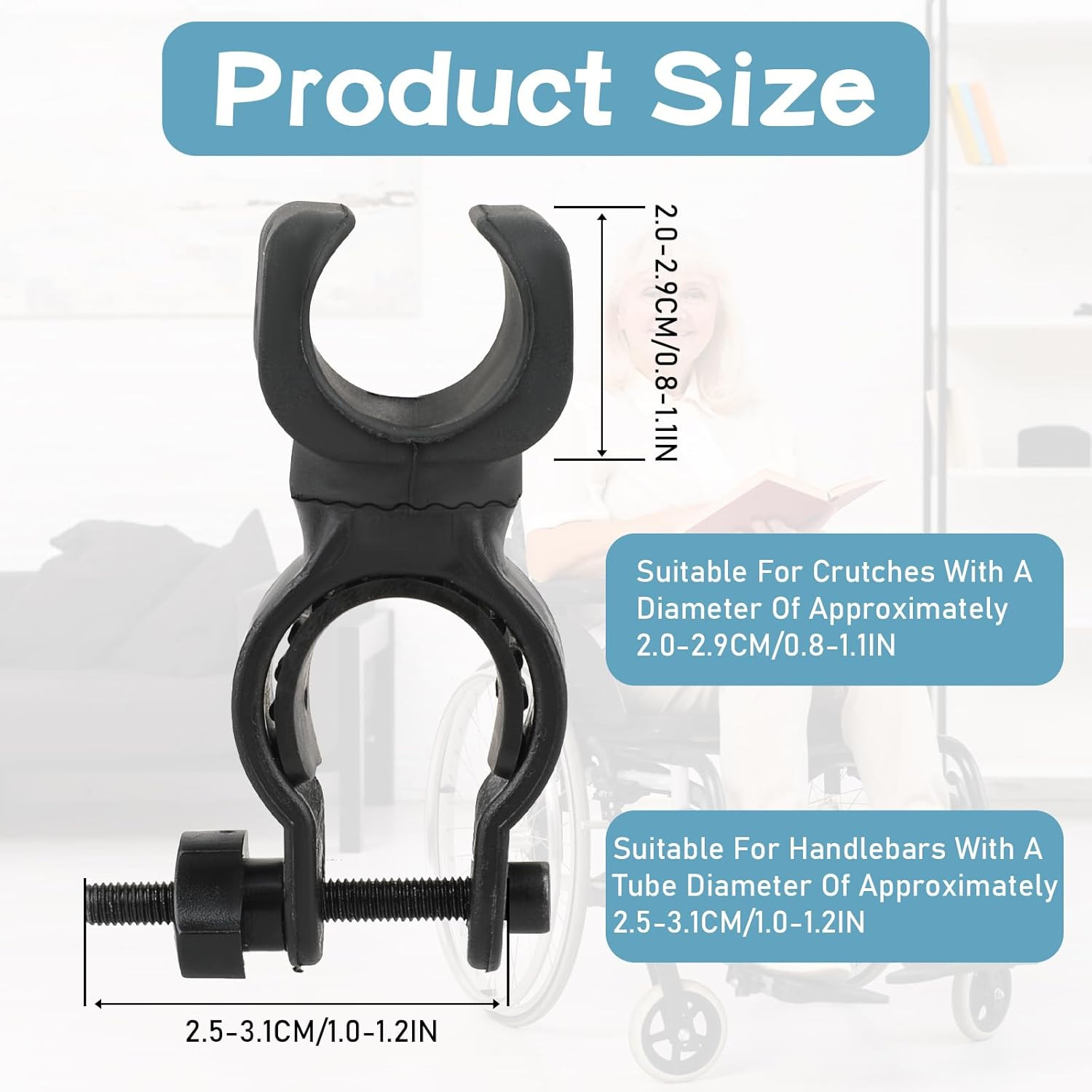 2Pcs Black Cane Holder for Universal Crutches, Stick Bracket Accessories for Dri