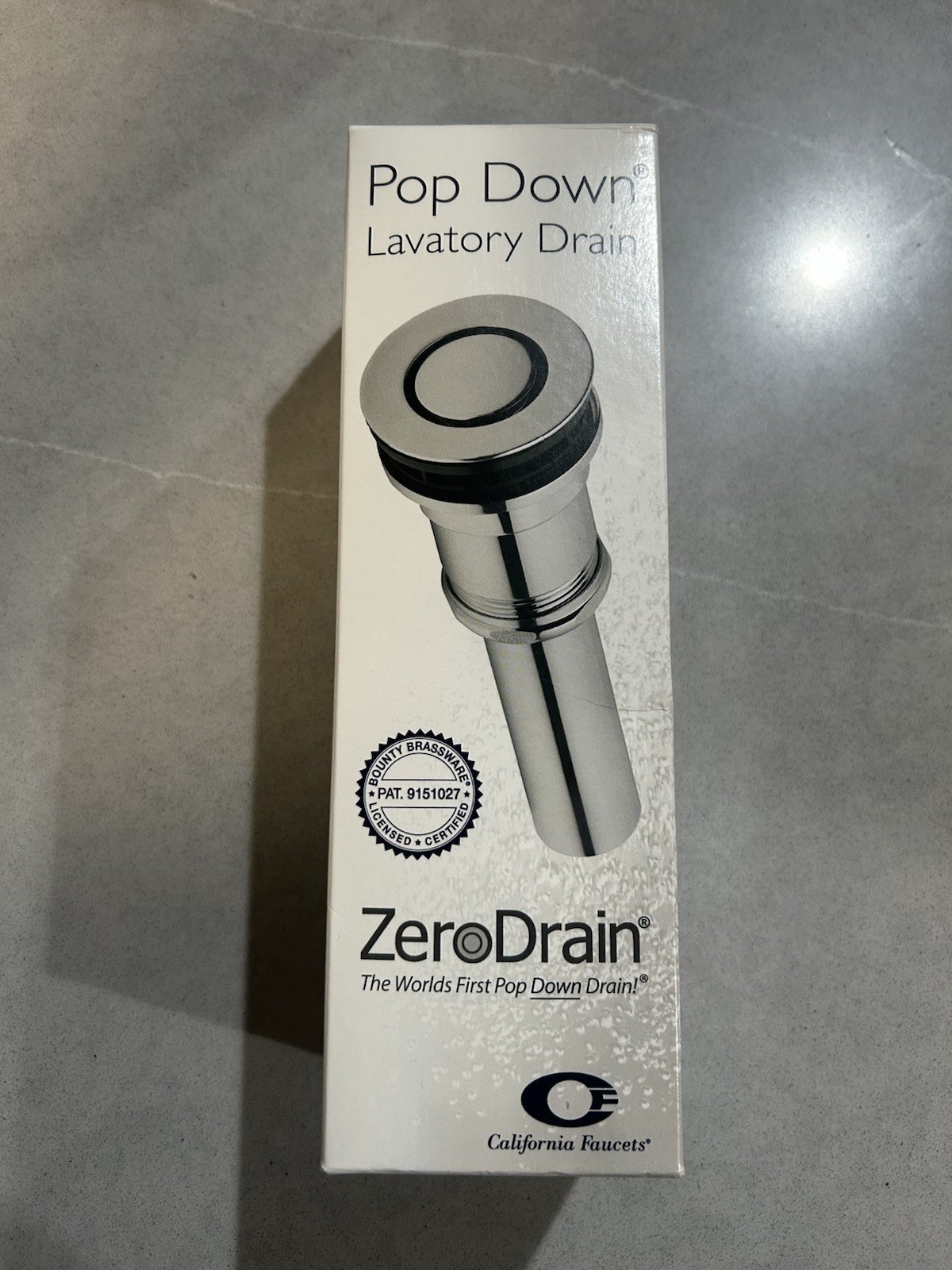 California faucet Zero Drain Polished Chrome