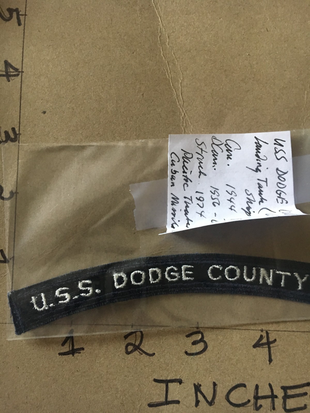 US NAVY SHOULDER STRIP TAB *** rocker *** Patch USS Dodge County