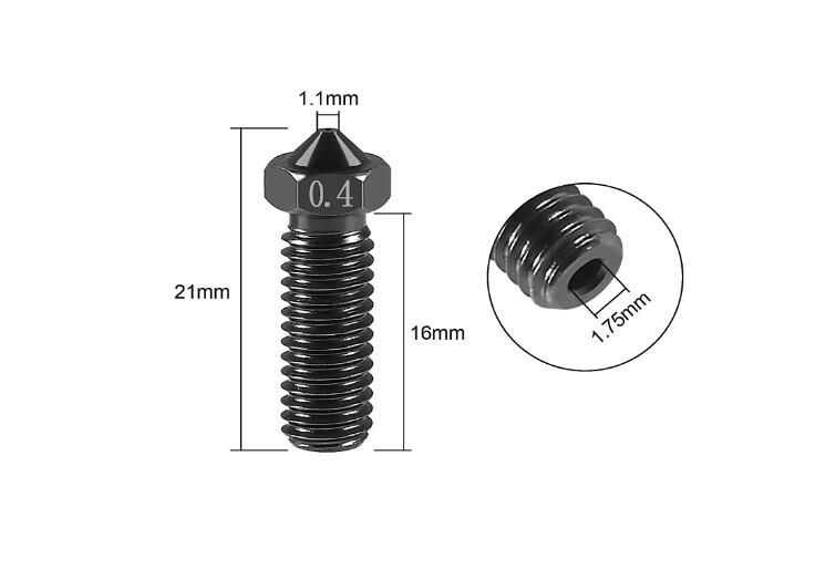 E3D Hardened Steel Nozzle .6mm (not .4mm) for 3D Volcano Hotend V6 V5 M6