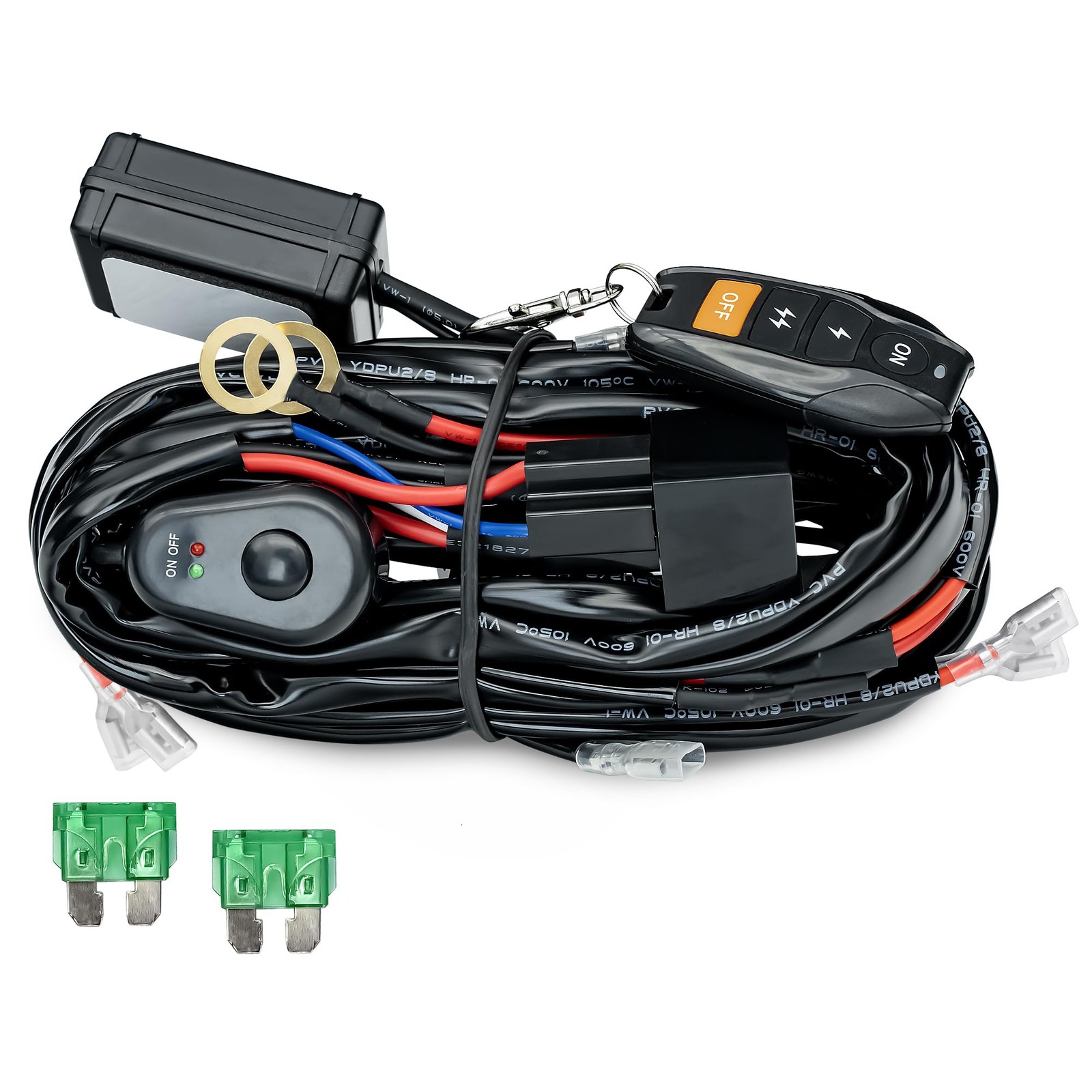 LED Driving Lights Bar Wire Harness Kit with Remote Control 4Leads DC12V 40A ...