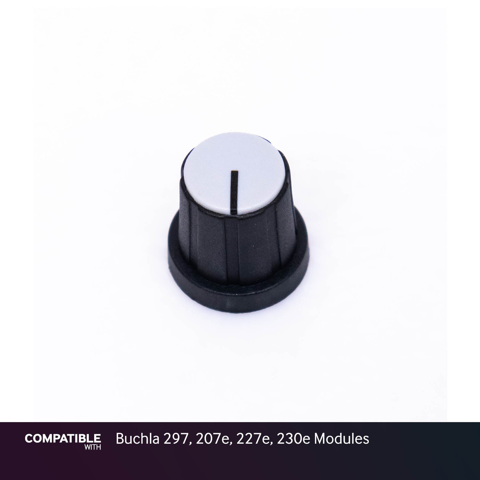 15mm Black Knob with Gray Cap for Buchla 297, 207e, 227e, 230e Modules