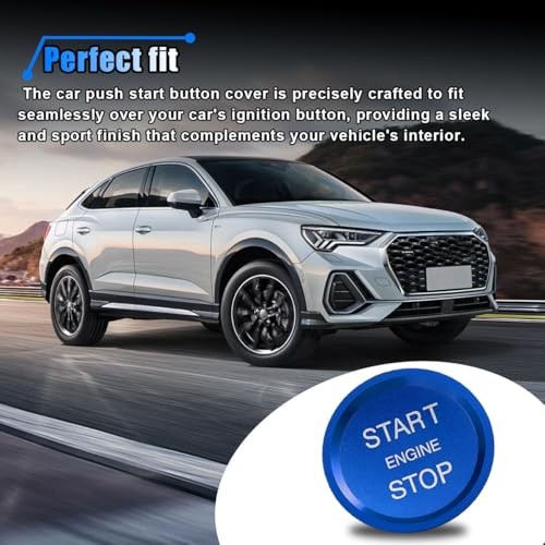Car Engine Button Cover, Car One-Button Start Stop Push Button Decoration Blue