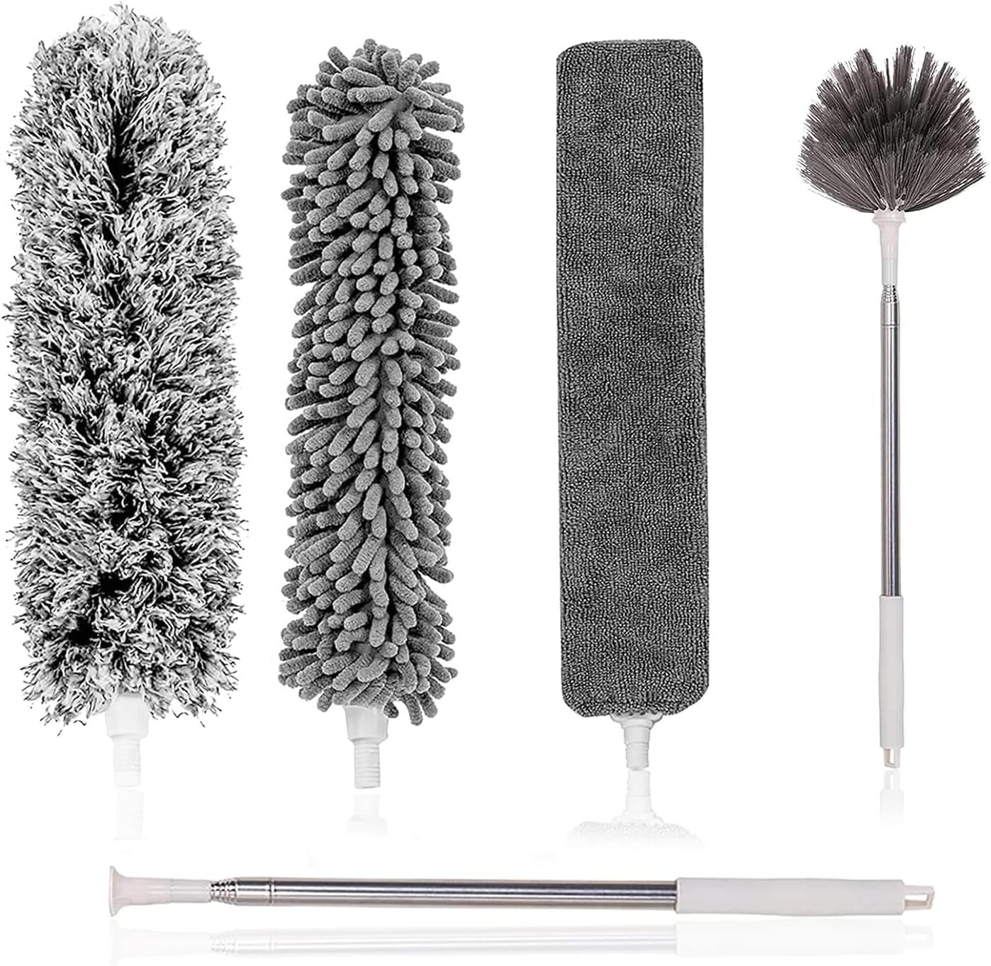 Microfiber Feather Duster 5-in-1 Kit, Dusters for Cleaning, Duster with Extensio