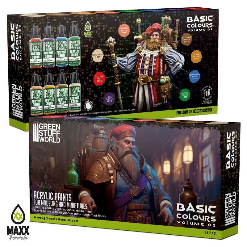 Paint Set - Basic Colors 02 - Acrylics Airbrush Brush Model Models Dioramas