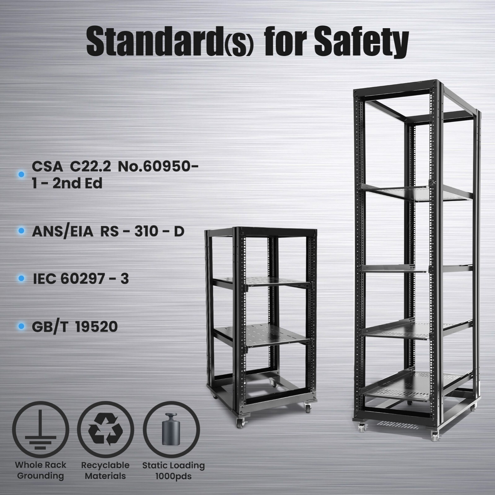 4-Post 27U Adjustable Open Frame Server Rack IT Network Relay IT 800mm Casters