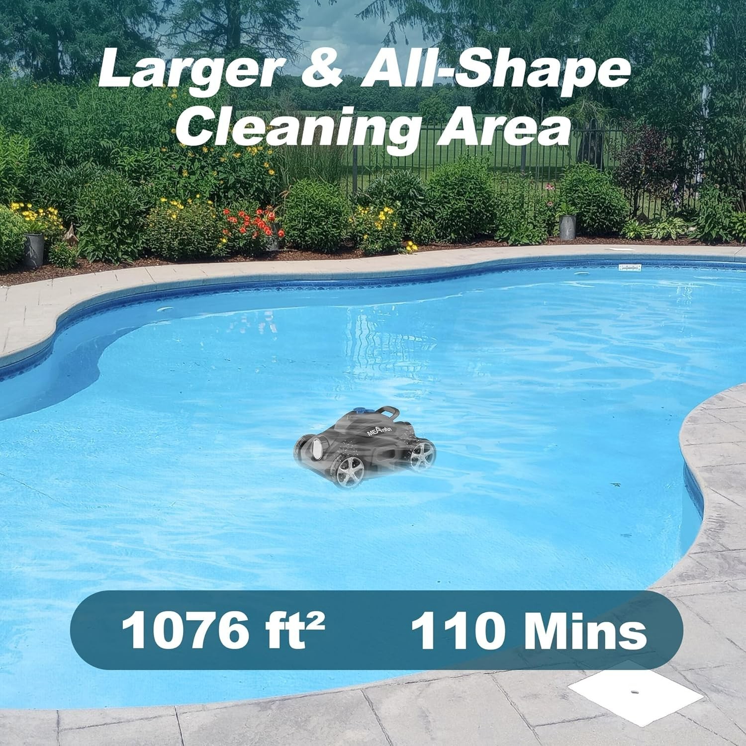 CORDLESS BLUE ROBOTIC POOL CLEANER Meanfun MF-PC01 GRAY NEW