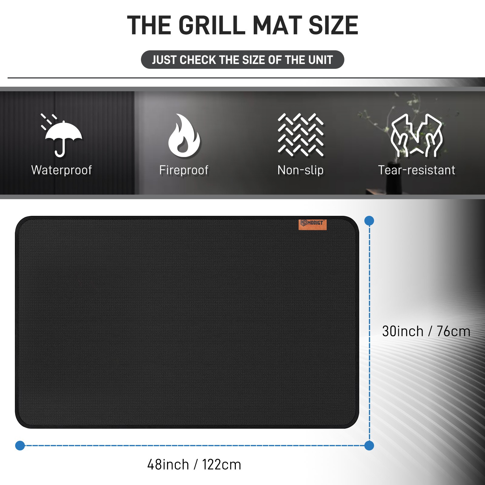 NEW Under Grill Mats for Outdoor Grill, Fireproof Reusable Grill Mat 48" x 30"