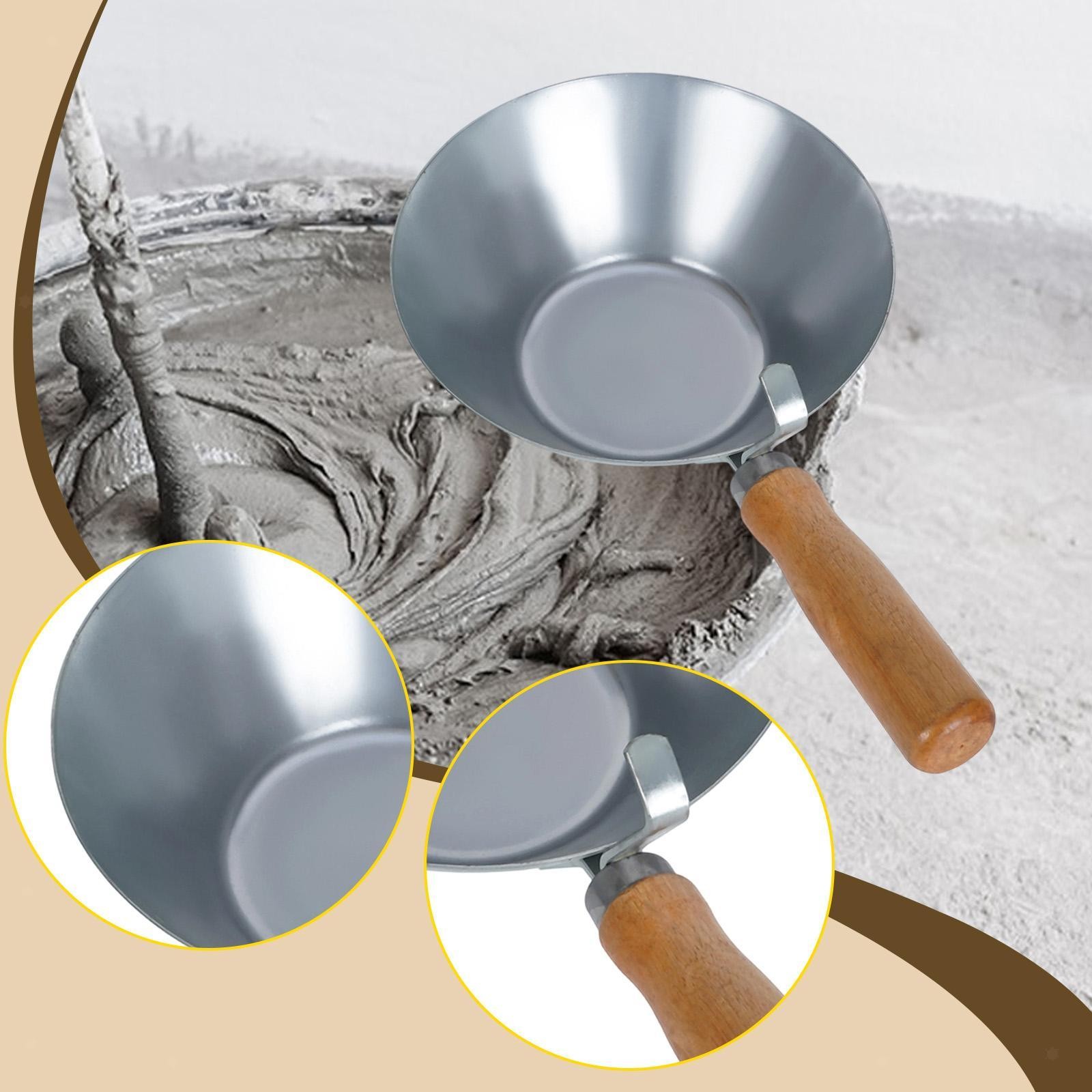 Bucket Scoop Concrete Mixing Tool Strong Cement Spoon for Stucco Plaster Mud