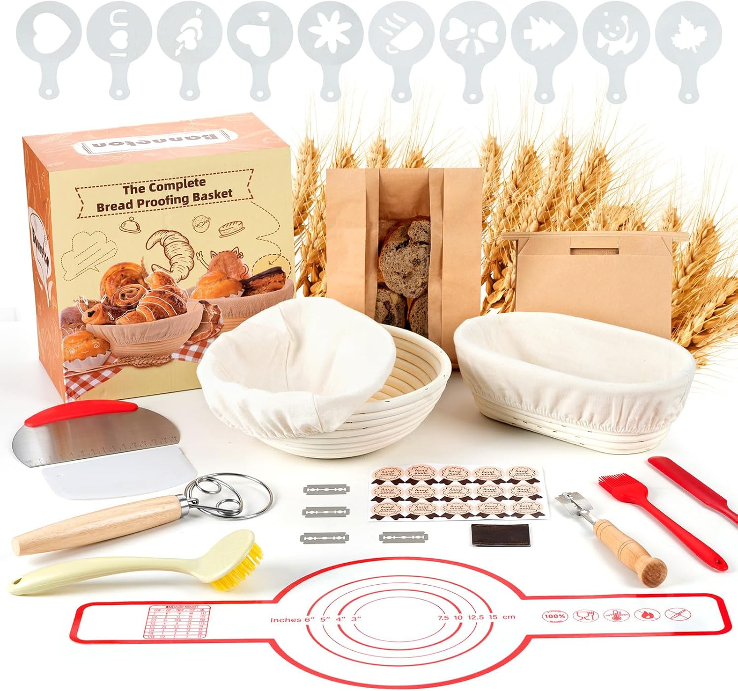 Sourdough Bread Baking Supplies, Sourdough Starter Kit, 9" Round and 10" Oval So