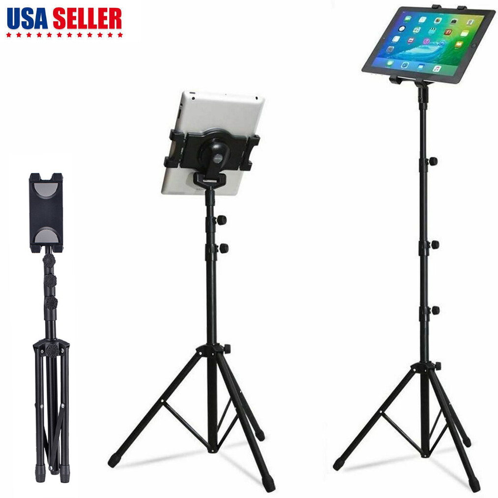 Strong Metal Adjustable Tablet Stand Floor Bed Holder Mount Universal 7-12.9 Tab