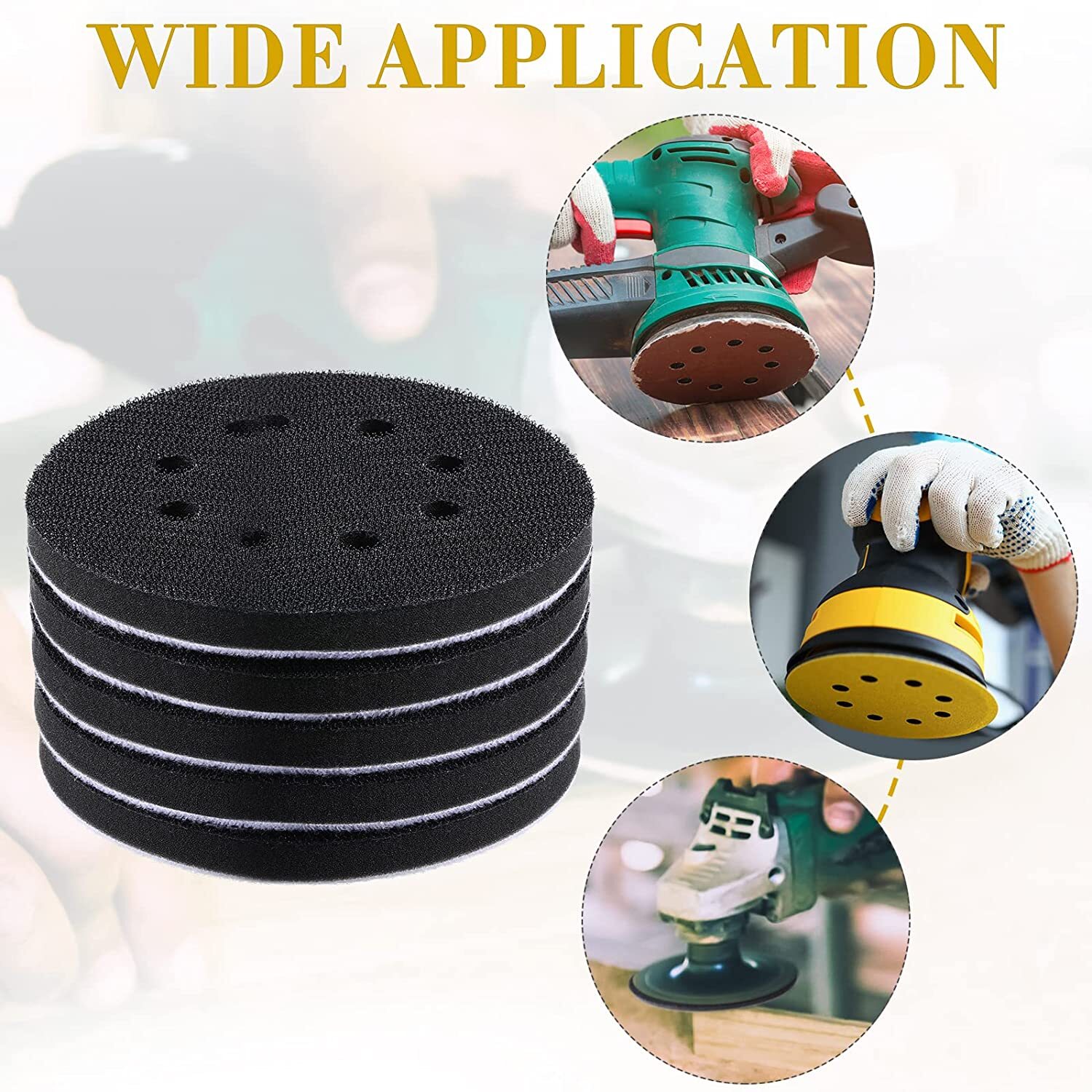 2Pcs 5 Inch 8Hole Soft Interface Pad Hook Loop Sponge Cushion Buffer Backing Pad