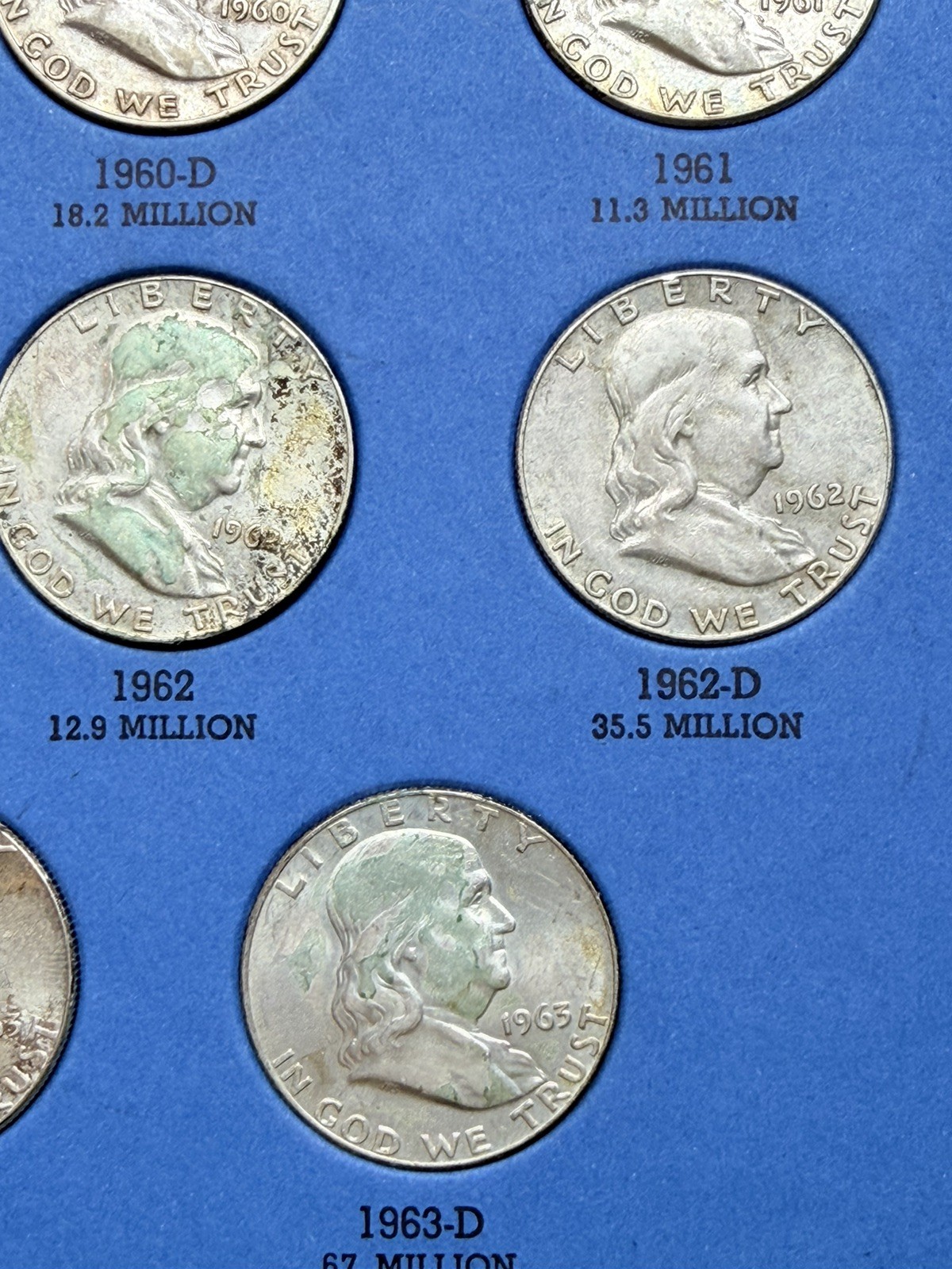 1948 - 1963 COMPLETE SET 35 BEN FRANKLIN 90% SILVER HALF DOLLARS COLLECTION