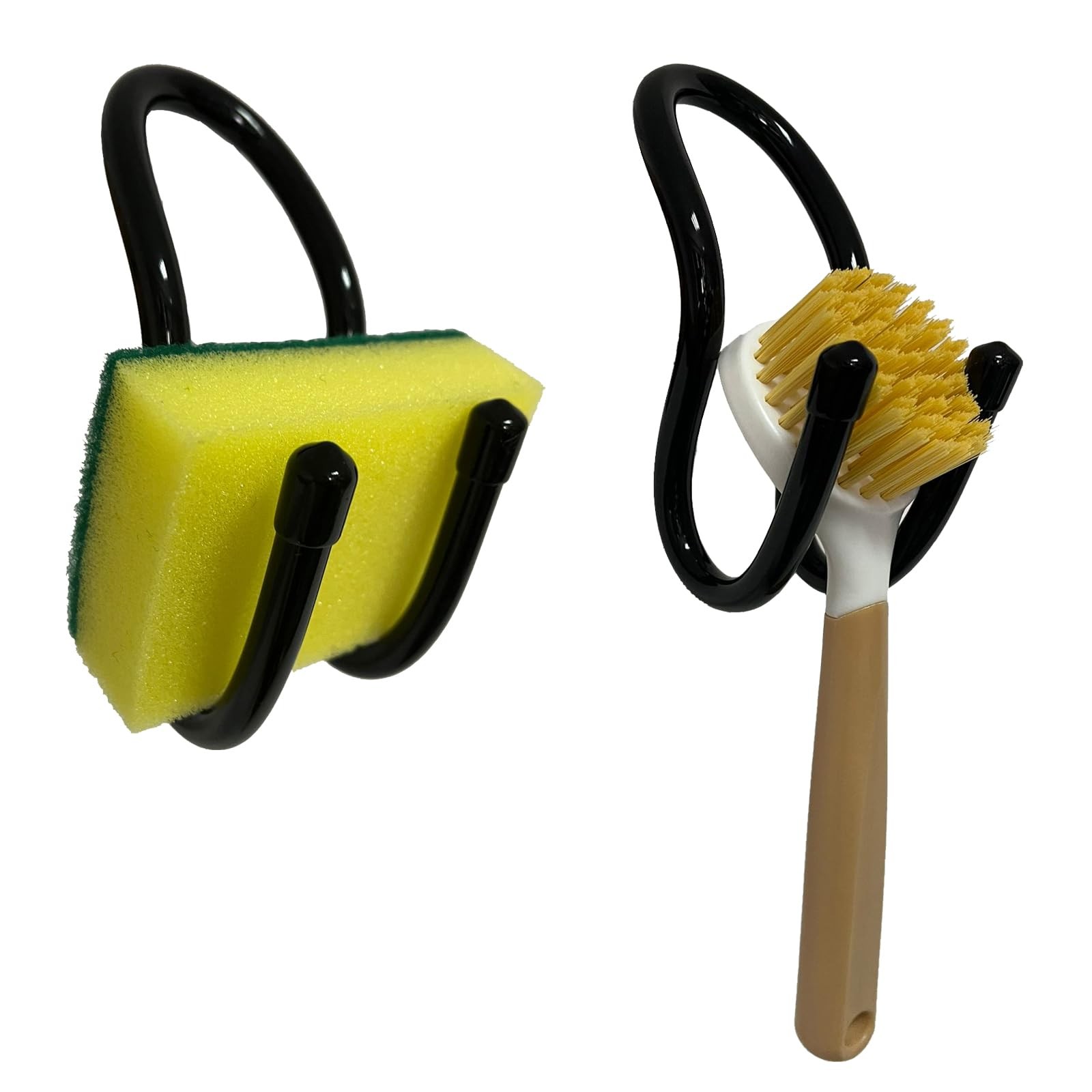 2 Pack Hanging Rustproof Sink Caddy & Sponge Holder, Ajustable, Black