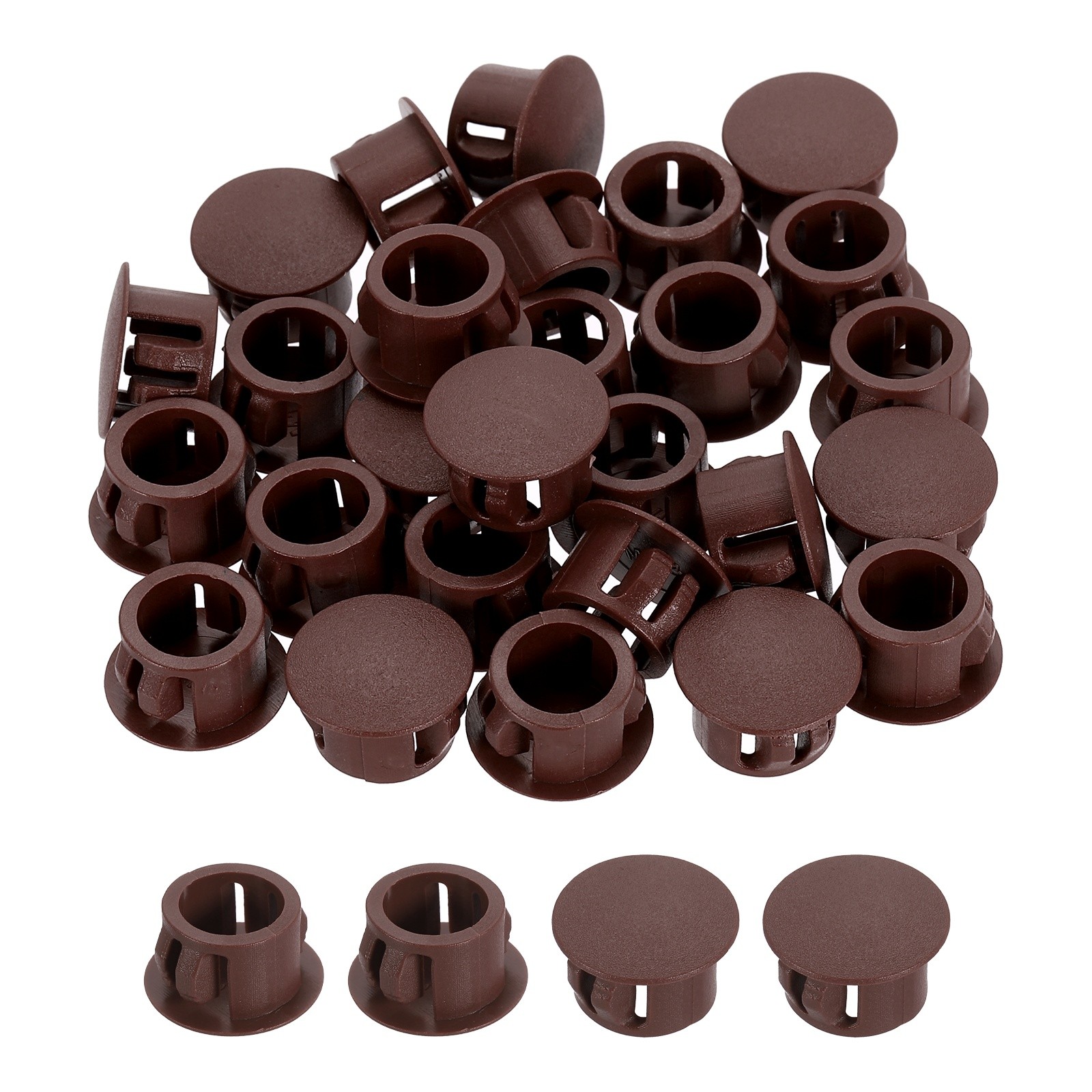 Dark Brown Hole Plugs 100pcs 1/2" Plastic Plugs for Round Holes Flush Type