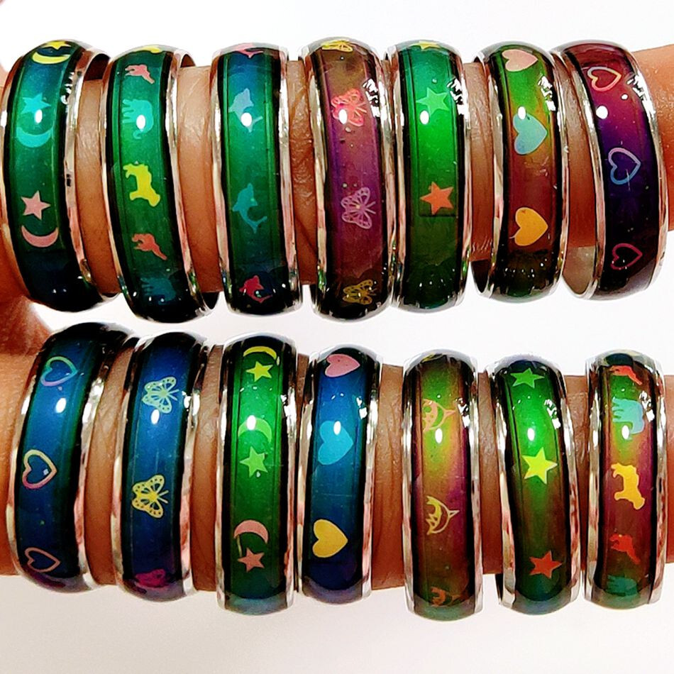 Wholesale 30fashion Mix Mood color change emotion band alloy Rings Ring Jewelry