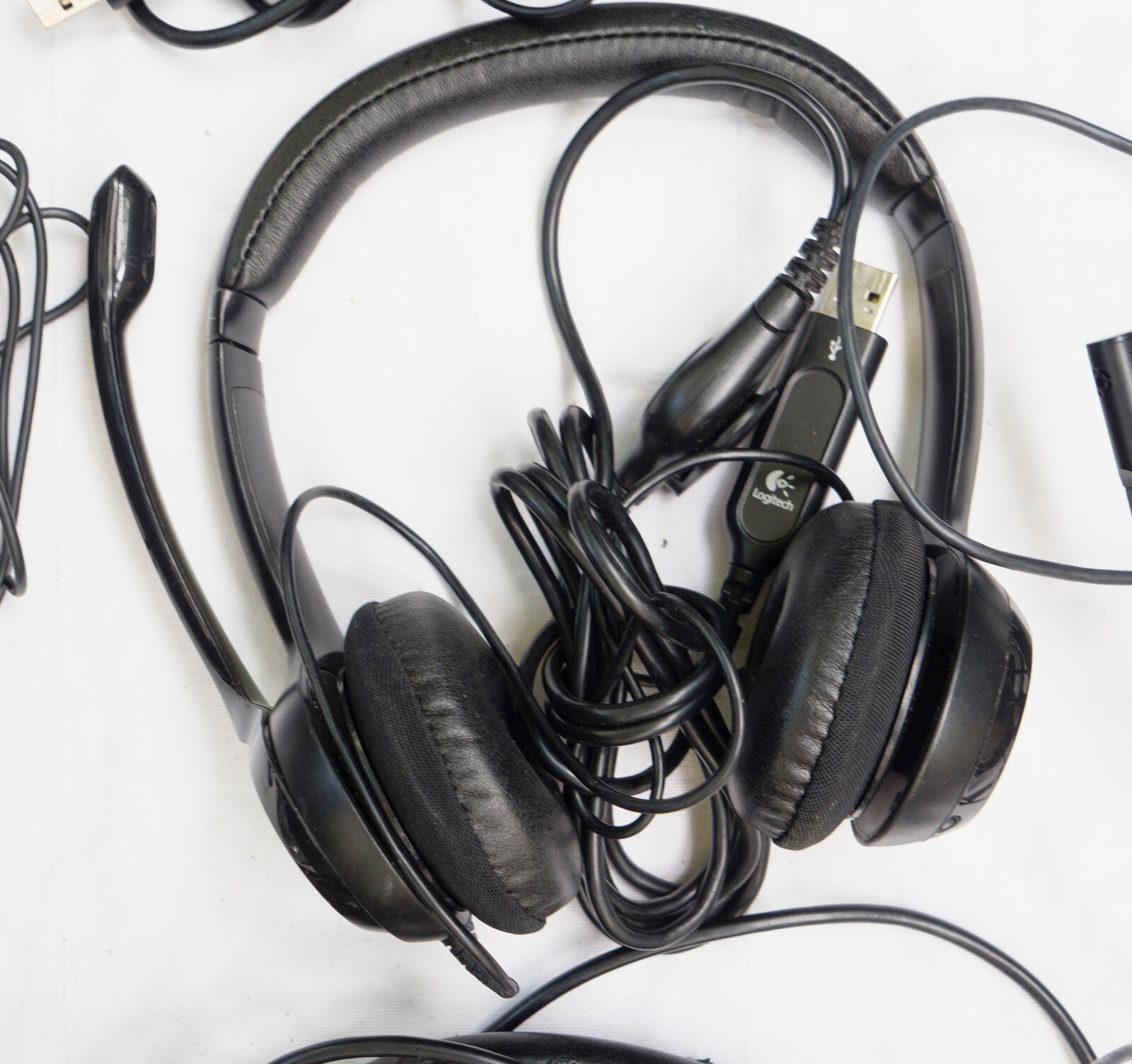 Logitech USB Wired Headset lot, USED bad shape
