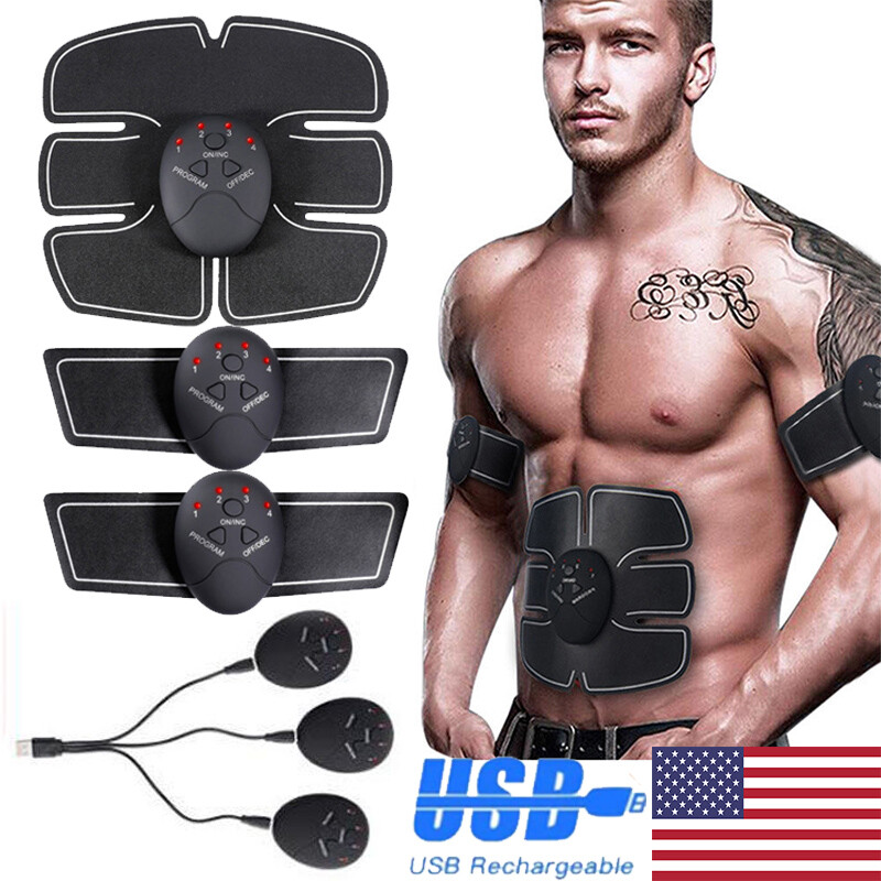 Rechargeable - EMS Abs Trainer Arms & Hips Muscle Stimulator Abdominal Training