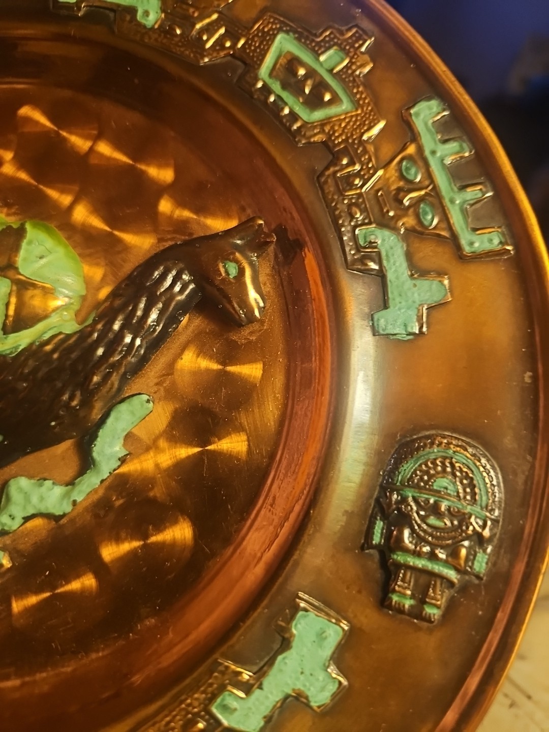 Peruvian Copper Wall Plate llama Artisan Made Art Peru Vintage
