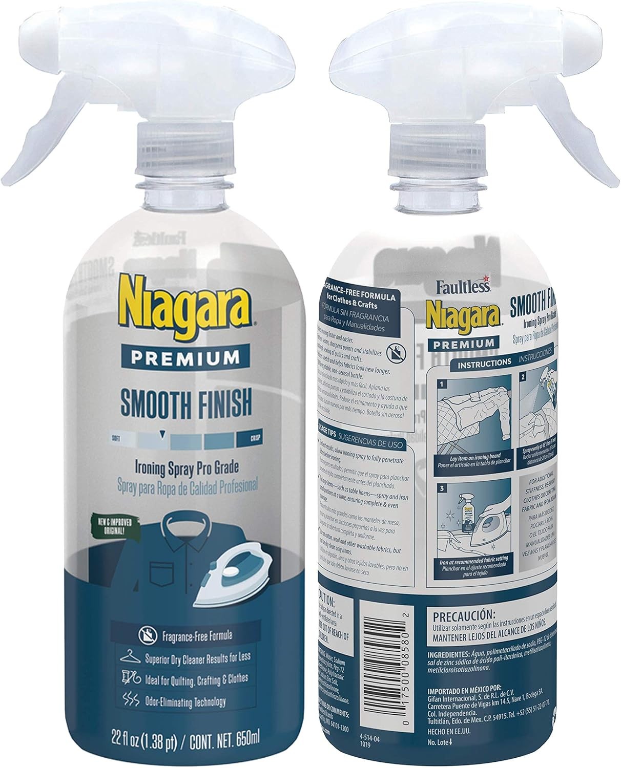 Spray Starch (22 Oz, 2 Pack) Trigger Pump Liquid for Ironing, 2 Pack