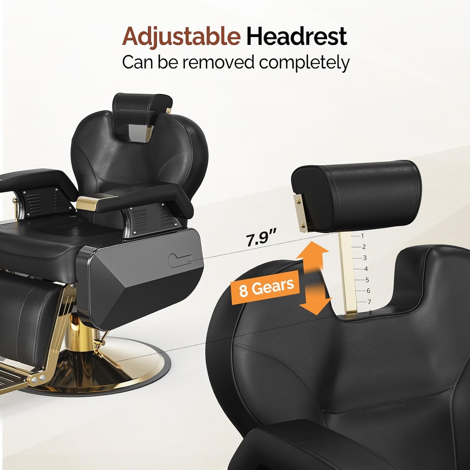 360° Swivel Heavy Duty Salon Chair, Adjustable Headrest & Footrest, Beauty Chair