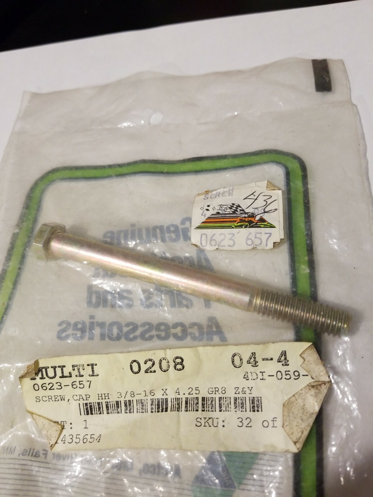 Arctic Cat Snowmobile A-Arm Cap Screw, Cap 0623-657 HH 3/8-16x4.25 GR8 Nos