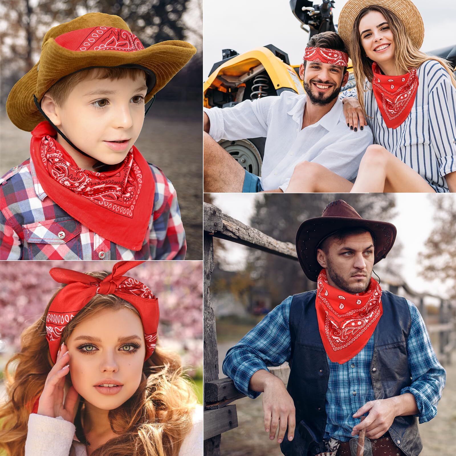 10pcs Paisley Bandanas Assorted Bandanas Cowboy Polyester Headbands Square Sc...