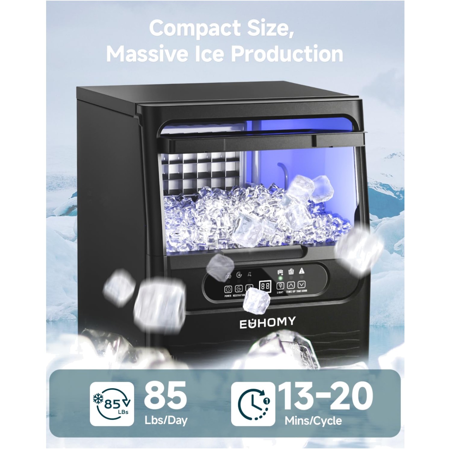 Under Counter Ice Maker, Water Filter, 85lbs
