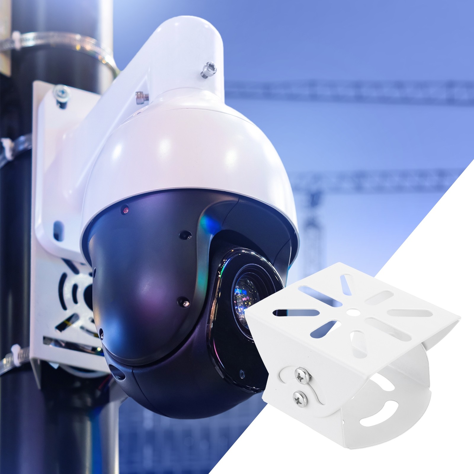 1 Pcs 2" Security Camera Joint Mounting CCTV IP Installation for Safety White
