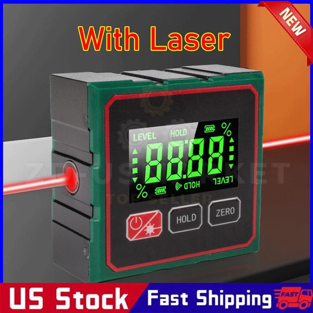 Digital Angle Finder with Electronic Laser - 4-side Strong Magnetic Angle Gauge