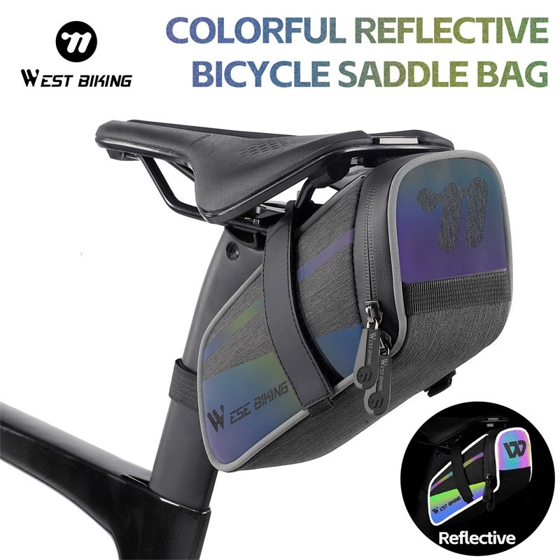 WEST BIKING Bicycle Saddle Bag Cycling Colorful Reflective Bike Tail Bag 1.8L