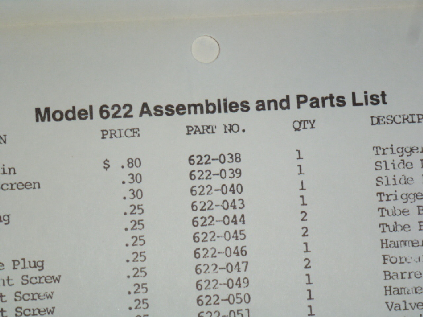 Crosman 622 Service Manual With Exploded View