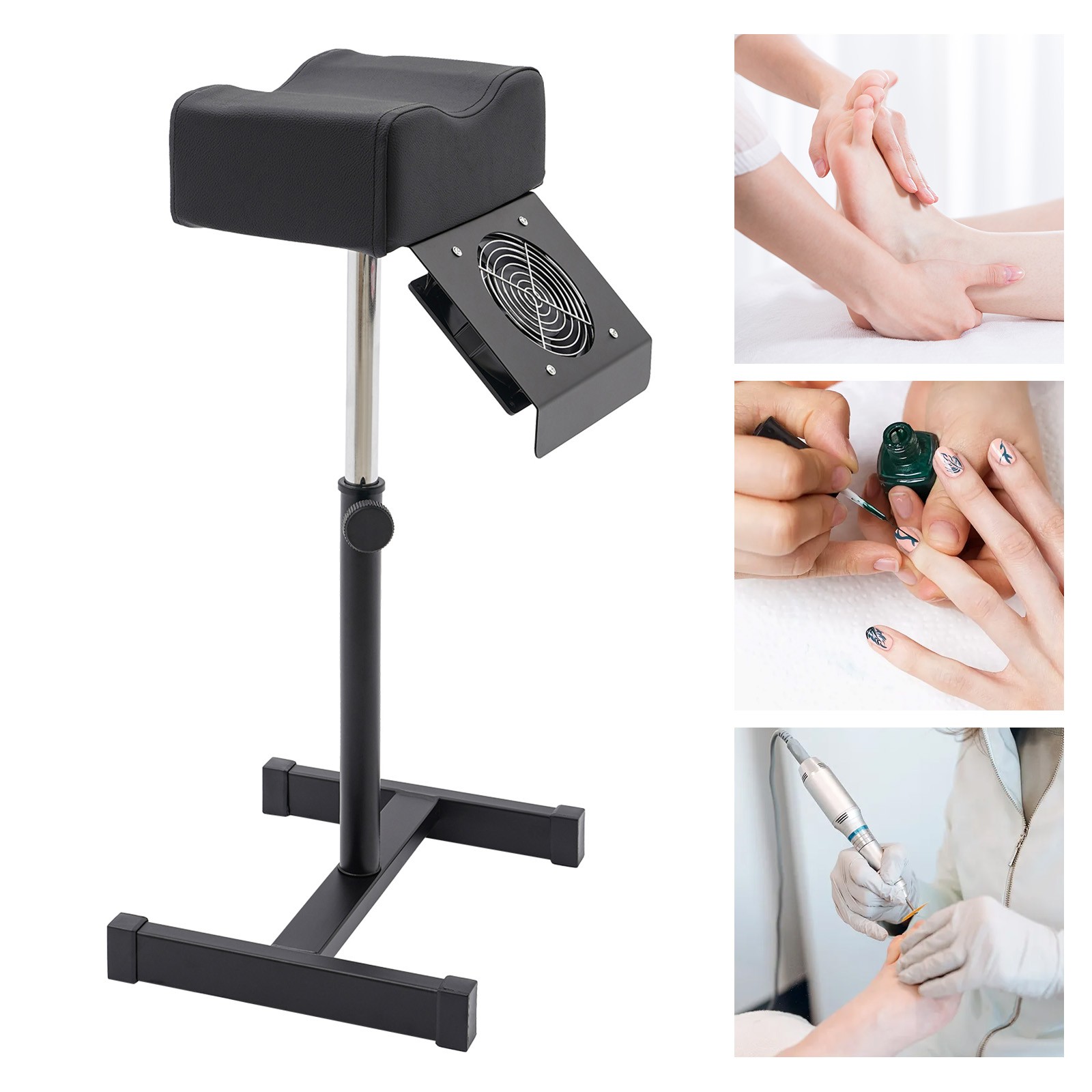 Pedicure Stool Chair Beauty Salon Lift Stool Footrest Nail Bench W/Cleaning Fan