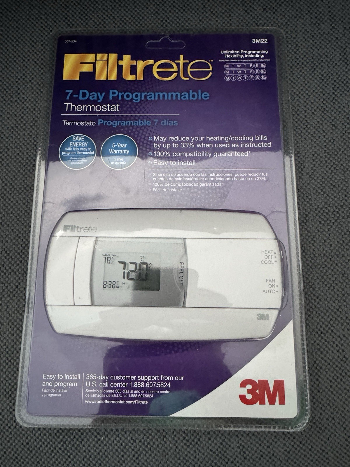 3M Filtrete Thermostat 7-Day Programmable 3M22