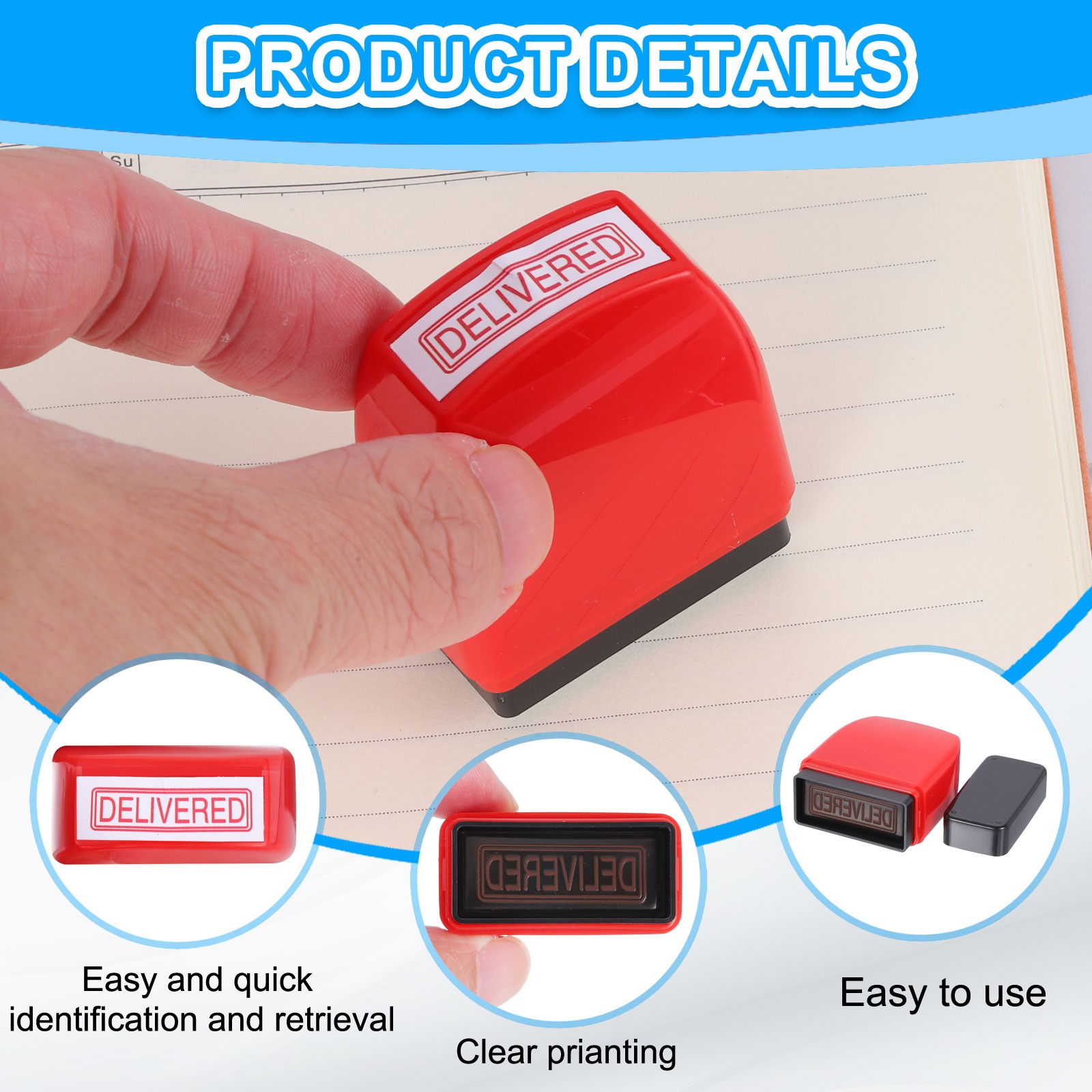 DELIVERED Notice Stamp Self Inking, Red Black