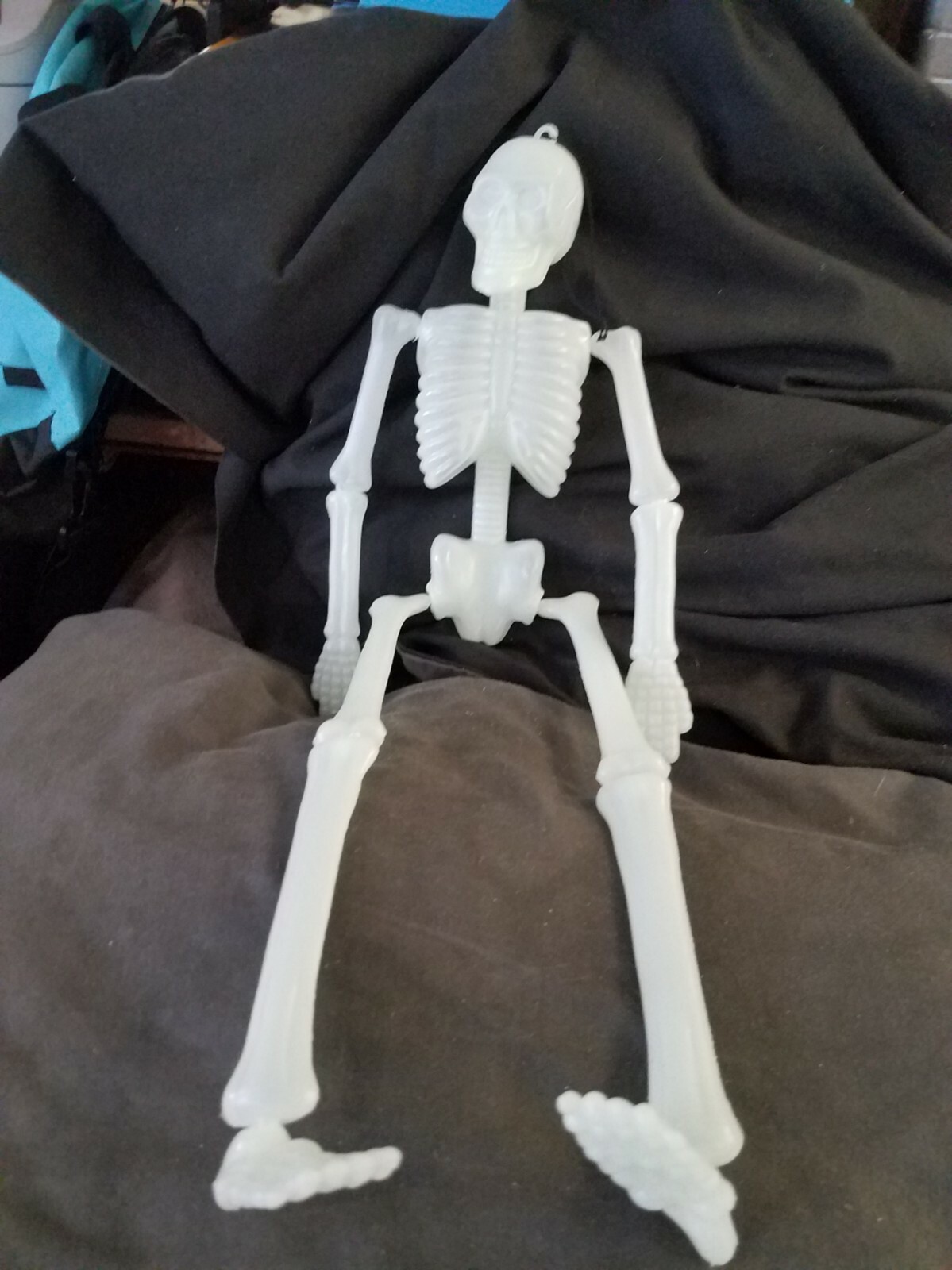 HALLOWEEN SKELETON- One Uncle Louie 17" tall  GLOWS IN THE DARK:- NEW - #855