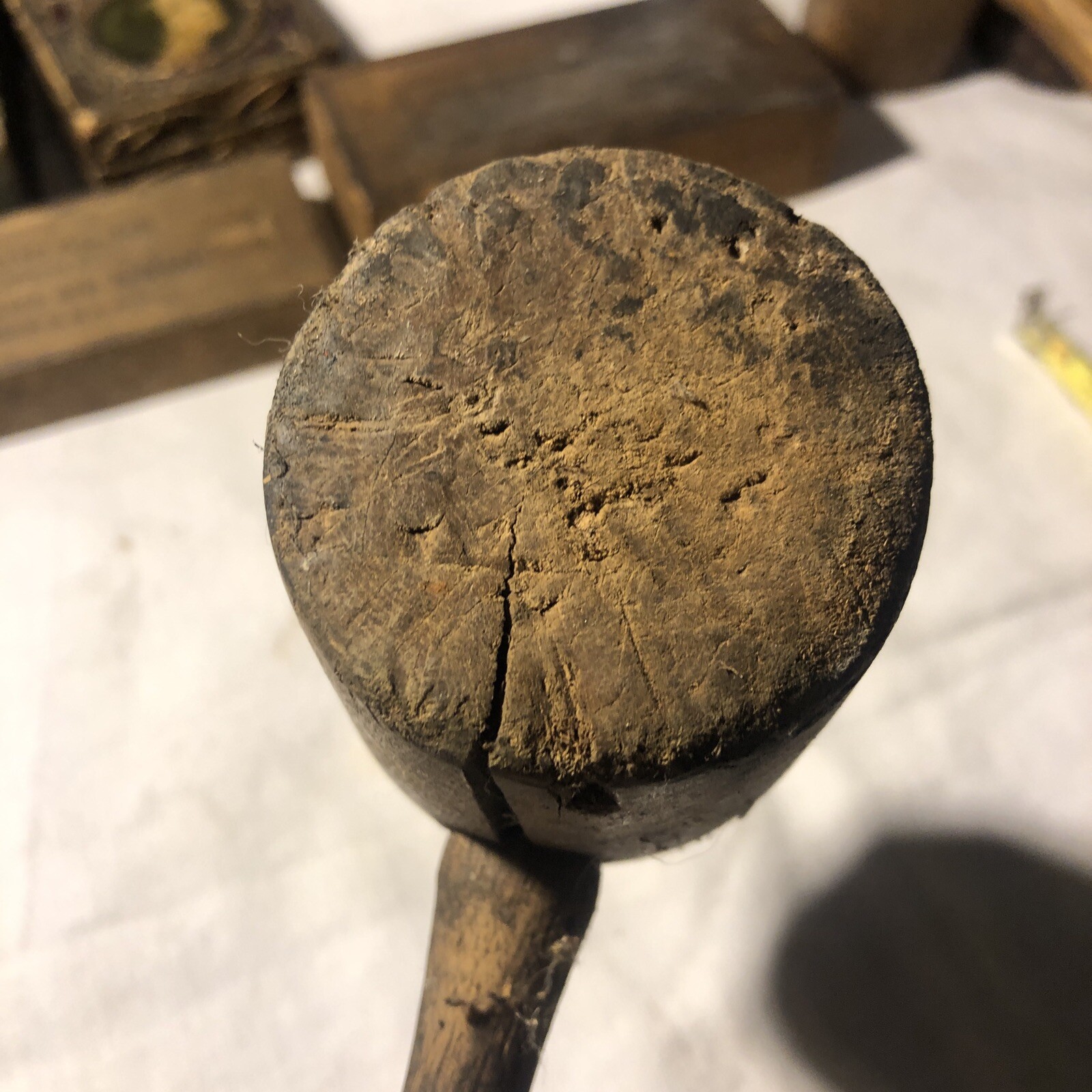 Antique Wood Mallet Primitive Tool Authentic 11.5”
