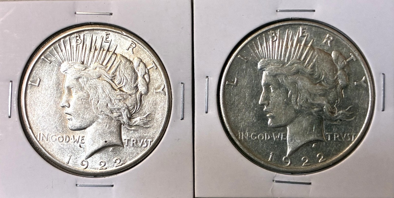 1922-P, 1922-S Liberty Peace Dollars 90% Silver - 1.544 Ounces of Silver