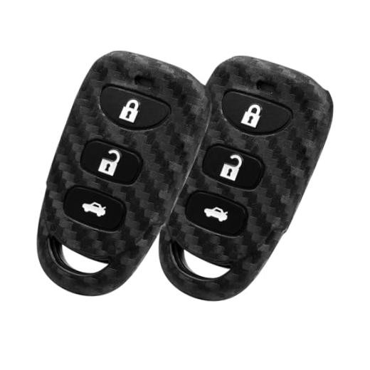 2 Pcs Key Fob Case Carbon Fiber Pattern 4 Button Carbon Fiber Black 2 Pcs