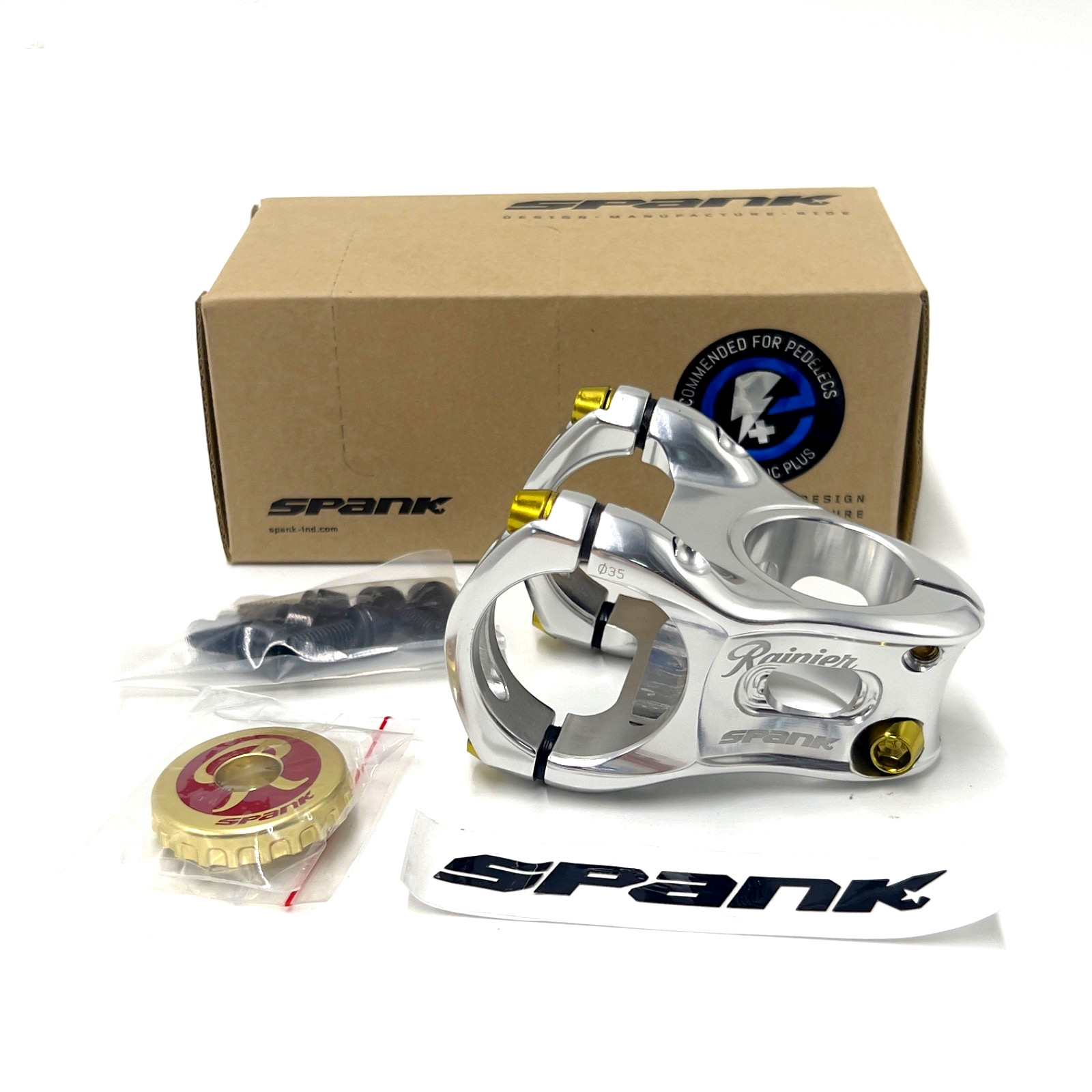Spank X Rainier Split 35 CNC Stem 2025, 35mm Length 35mm Clamp 0° Rise MTB