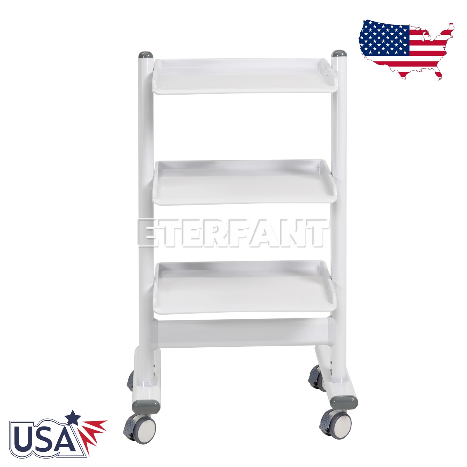 3 Layer Dental Mobile Instrument Stand Medical Trolley Cart ABS Tool with Socket