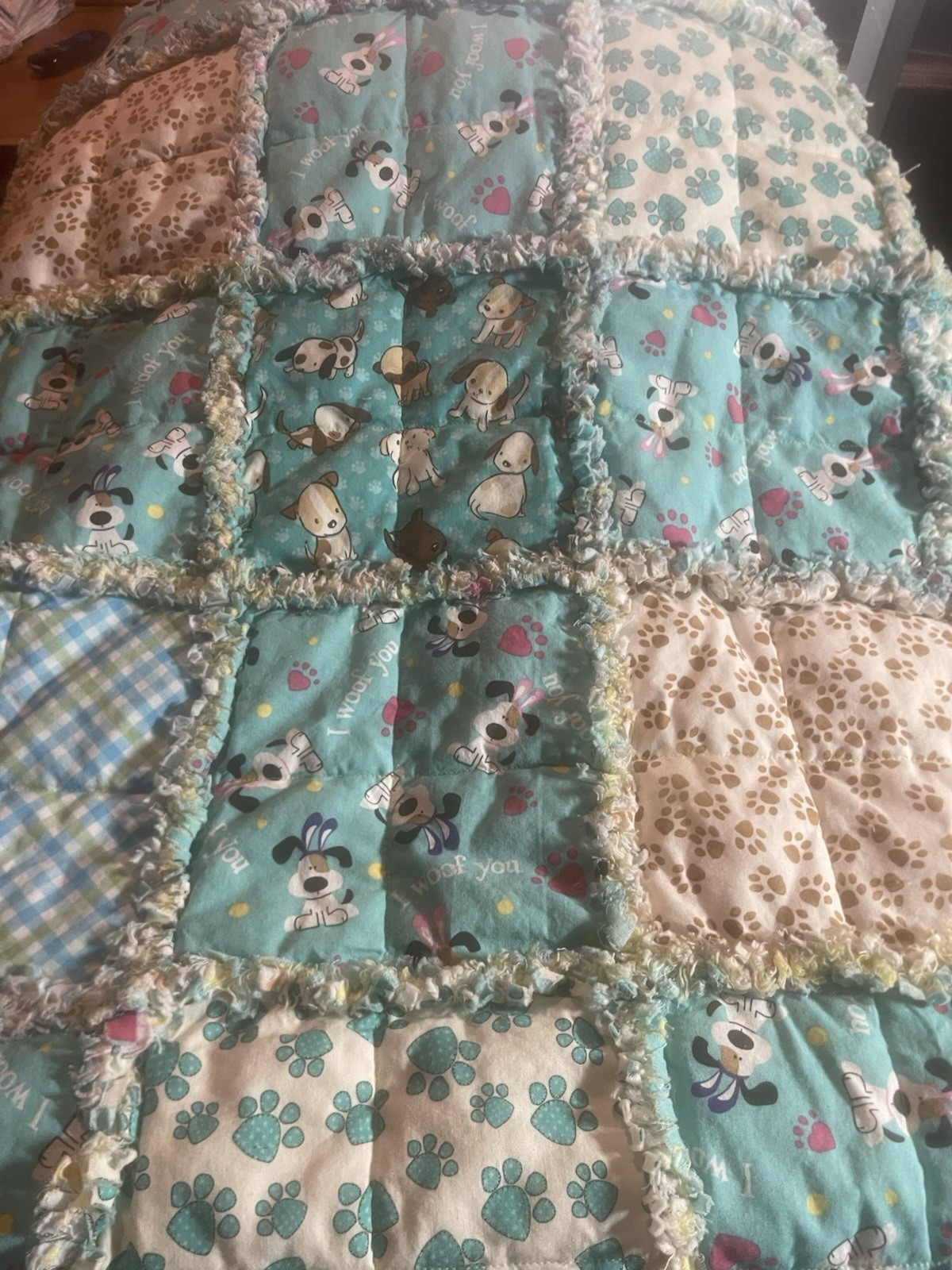 I Woof You Puppy Rag Quilt