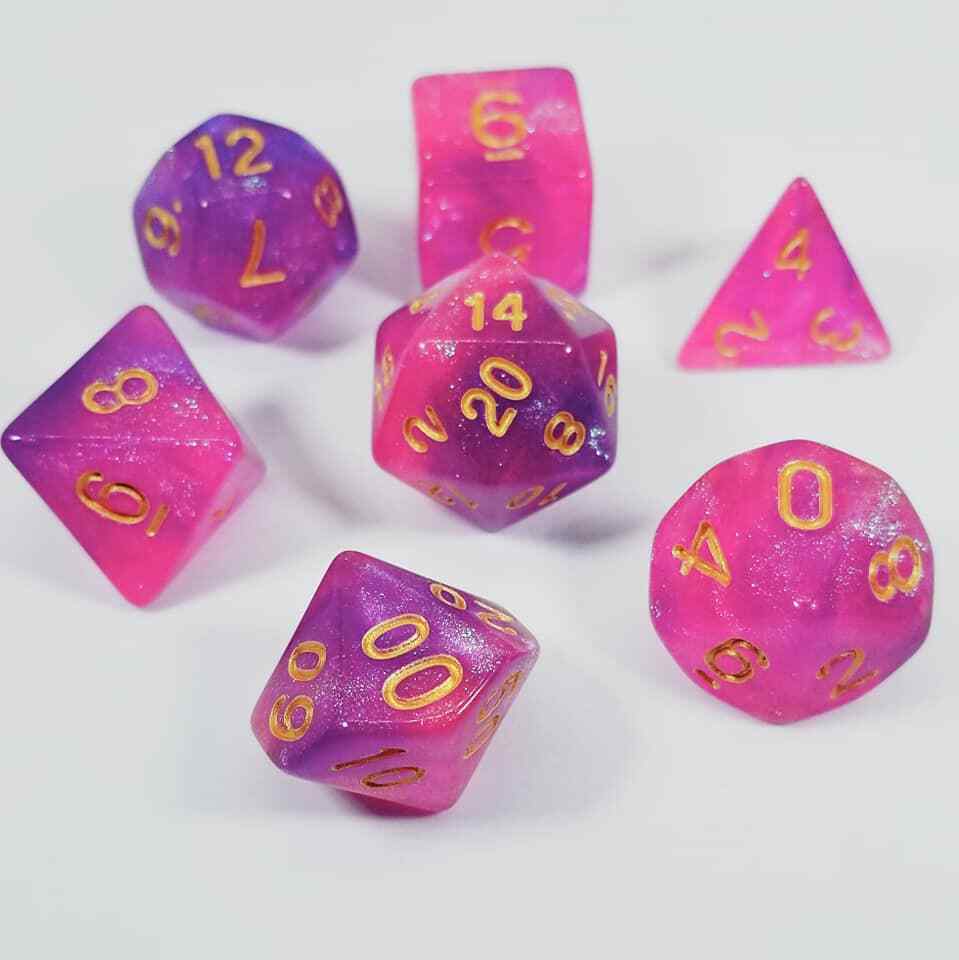 Princess Power 7 Dice Set Polyhedral RPG DnD Dungeons Dragons Pathfinder d20