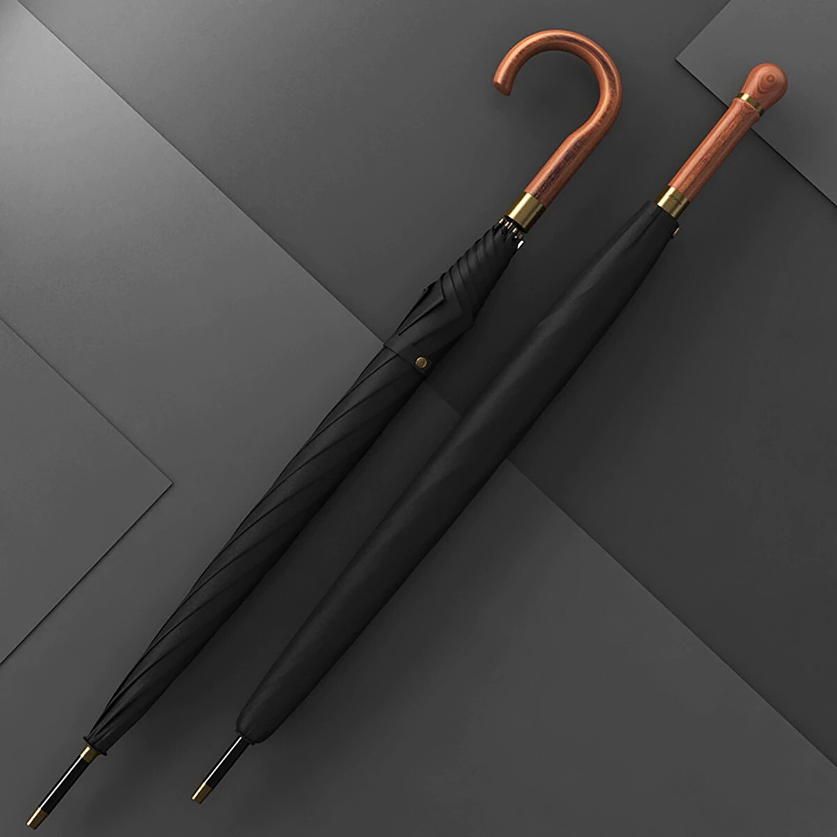 Umbrella Wooden Long Handle Windproof Men Business Rain Large 8k Ribs Women New