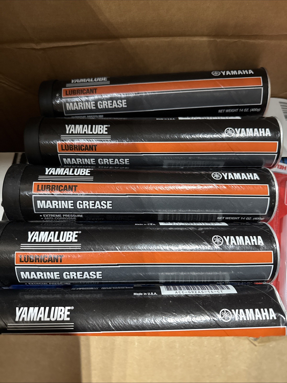 Yamaha Yamalube Marine Grease 14 Ounce Cartridge Orange Black Grey White