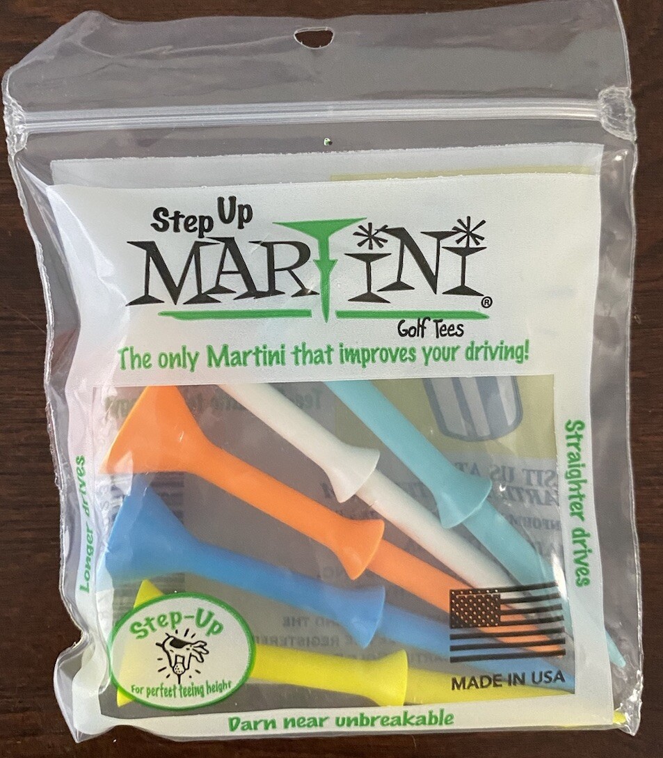 Martini Step-Up Golf Tees 3 1/4" (5 Tees) Yellow-Bright Blue-Orange-White-Lt Blu