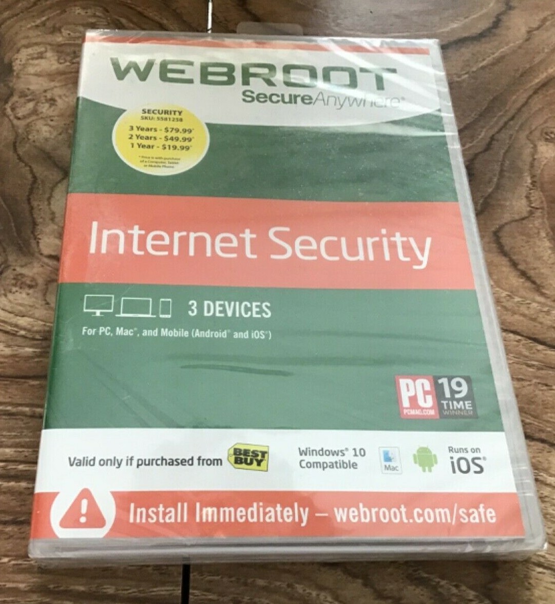 Webroot Internet Security with Antivirus 3 Devices PC Mac Android SEALED