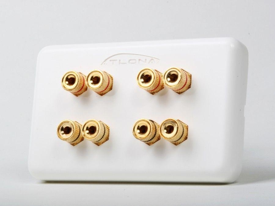 4 Speaker 8 Binding Post Banana Jack Wall Face Plate Surround Sound White